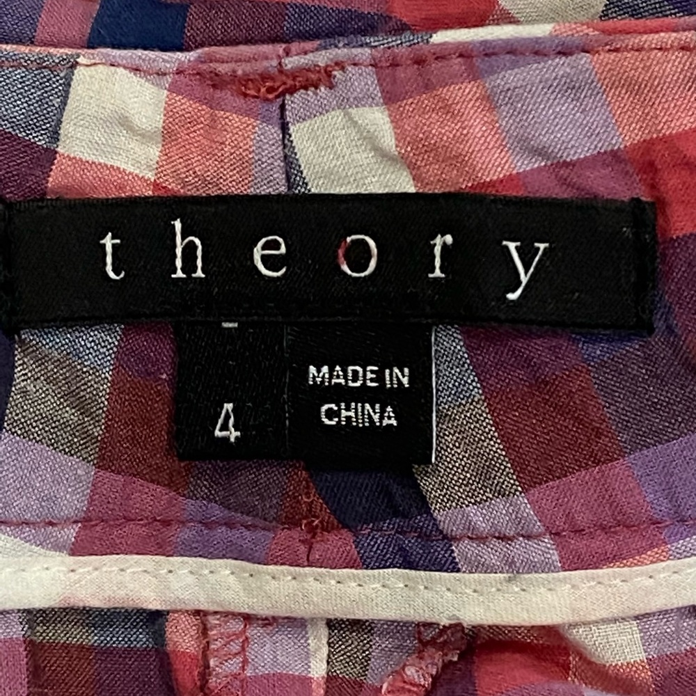 Theory Checkered Shorts sz 4 - Picture 3 of 9